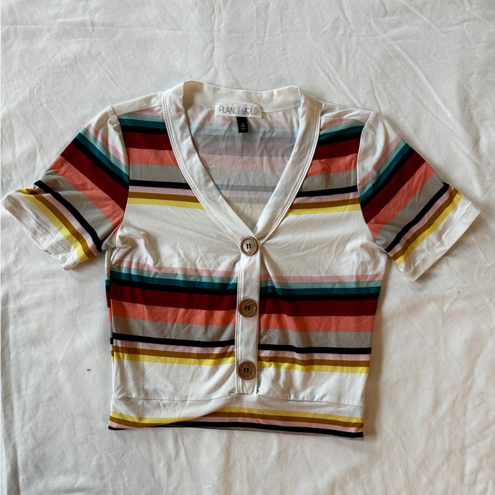 Multi-Colored Crop with Buttons